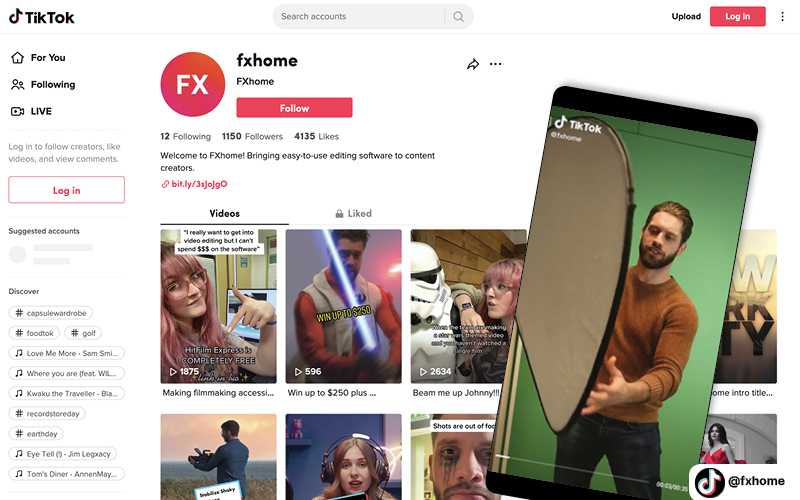 Screenshot of the FXhome TikTok channel