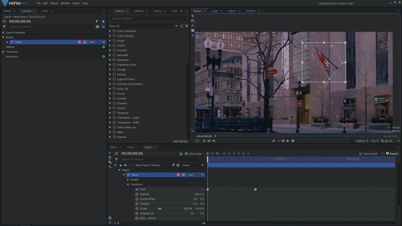 How to use Foundry's 3D Camera Tracker in HitFilm - creating a mask for a Matte