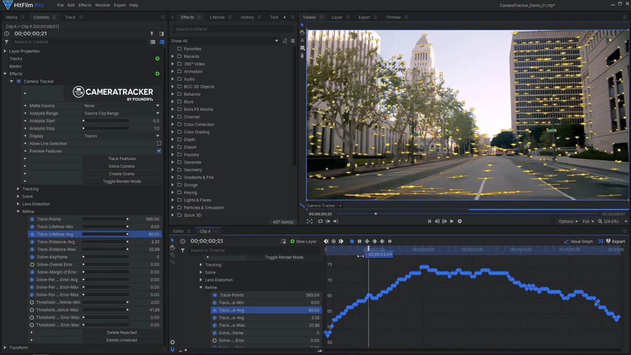 How to use Foundry's 3D Camera Tracker in HitFilm - Track-Lifetime-Avg