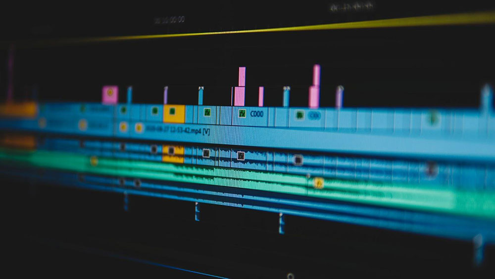 Close up of videos clips in editing timeline