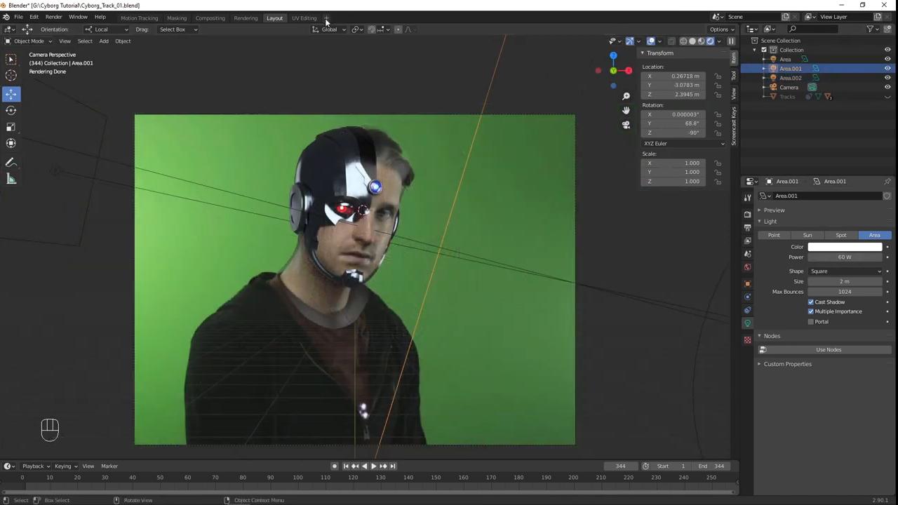 How to create Cyborg Visual Effects lighting the Cyborg model 