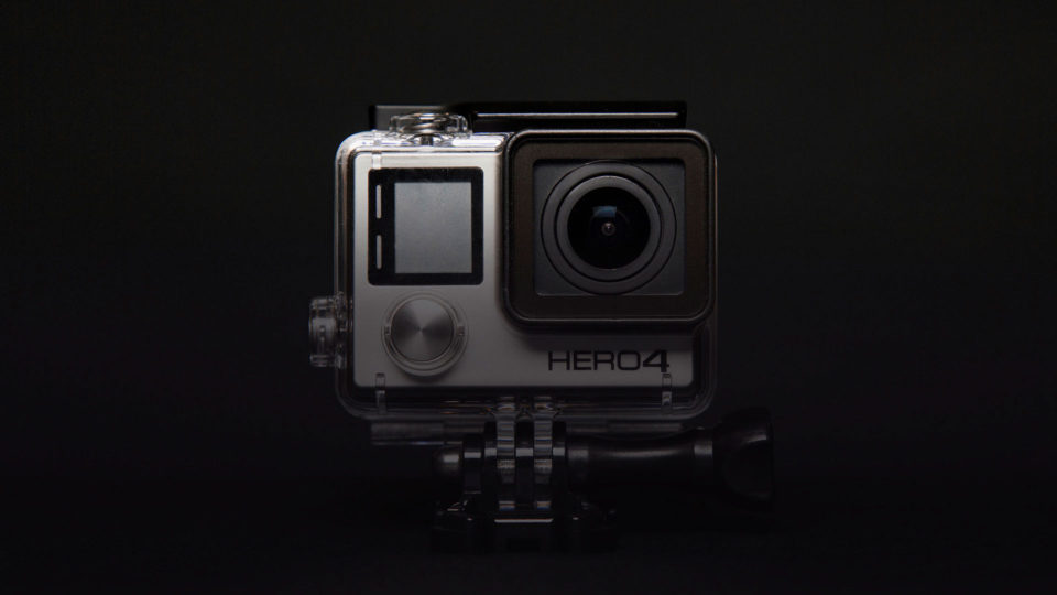 GoPro camera on black background